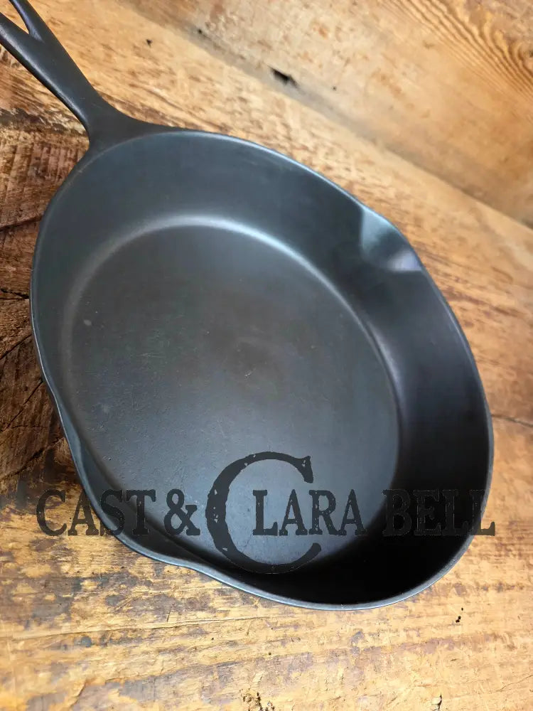 So unique! 1930’s Favorite Piqua Ware #7 Cast Iron Skillet Smiley Logo and Ghostmark CHF logo Skillet