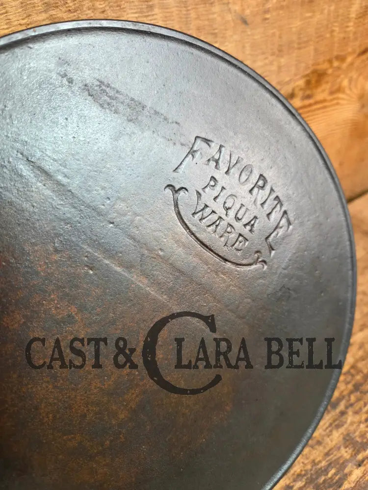 So unique! 1930’s Favorite Piqua Ware #7 Cast Iron Skillet Smiley Logo and Ghostmark CHF logo Skillet