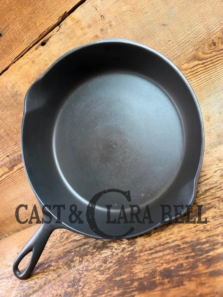 So unique! 1930’s Favorite Piqua Ware #7 Cast Iron Skillet Smiley Logo and Ghostmark CHF logo Skillet