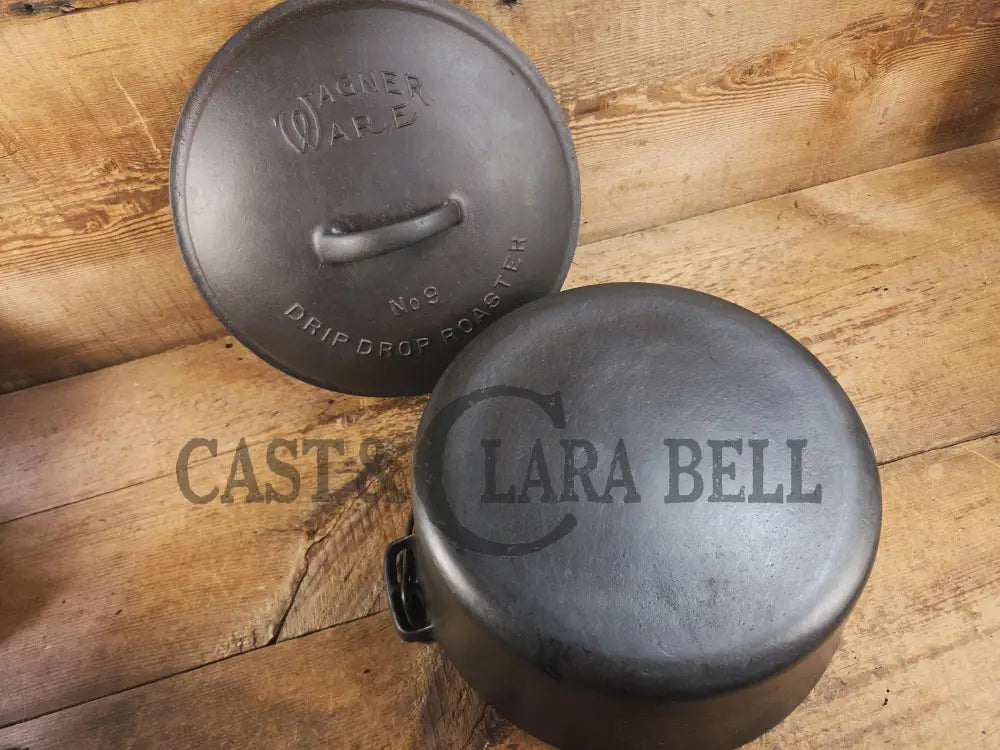 So unique! 1930’s Large fully marked Wagner Ware No. 9 Dutch Oven with saw tooth style Lid 1269 and Ghostmarked Logo!?