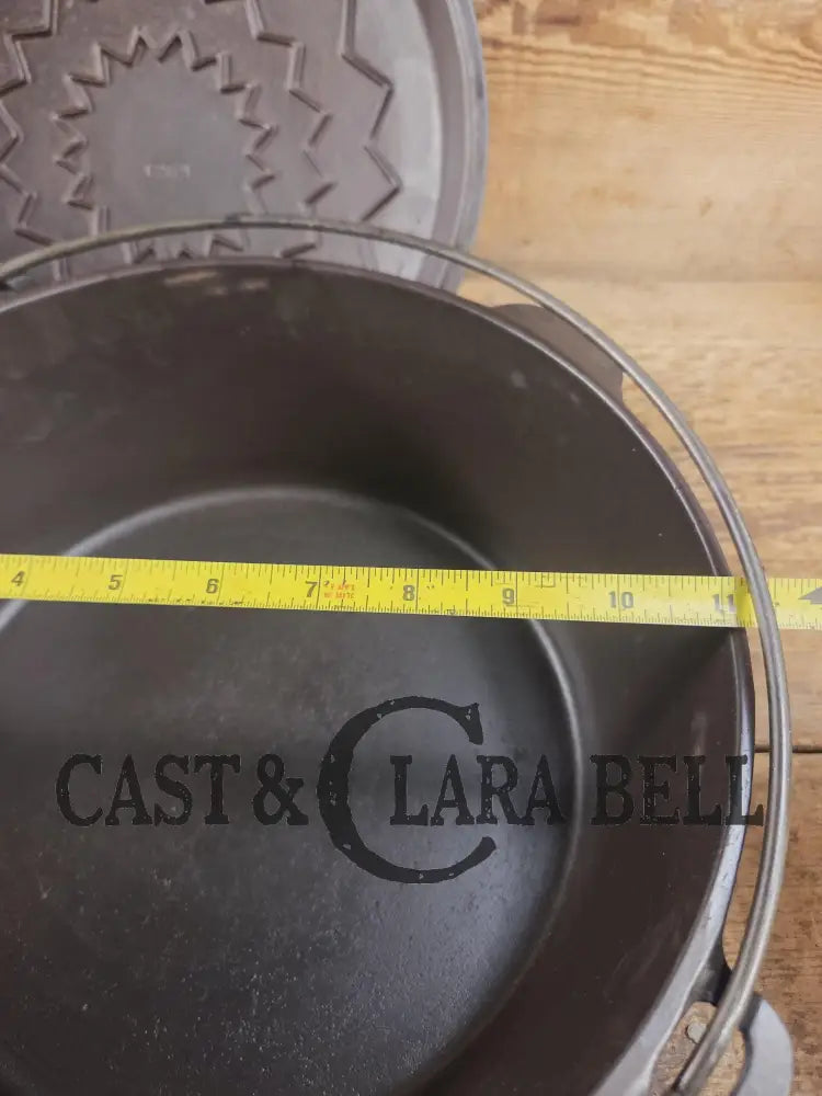 So unique! 1930’s Large fully marked Wagner Ware No. 9 Dutch Oven with saw tooth style Lid 1269 and Ghostmarked Logo!?