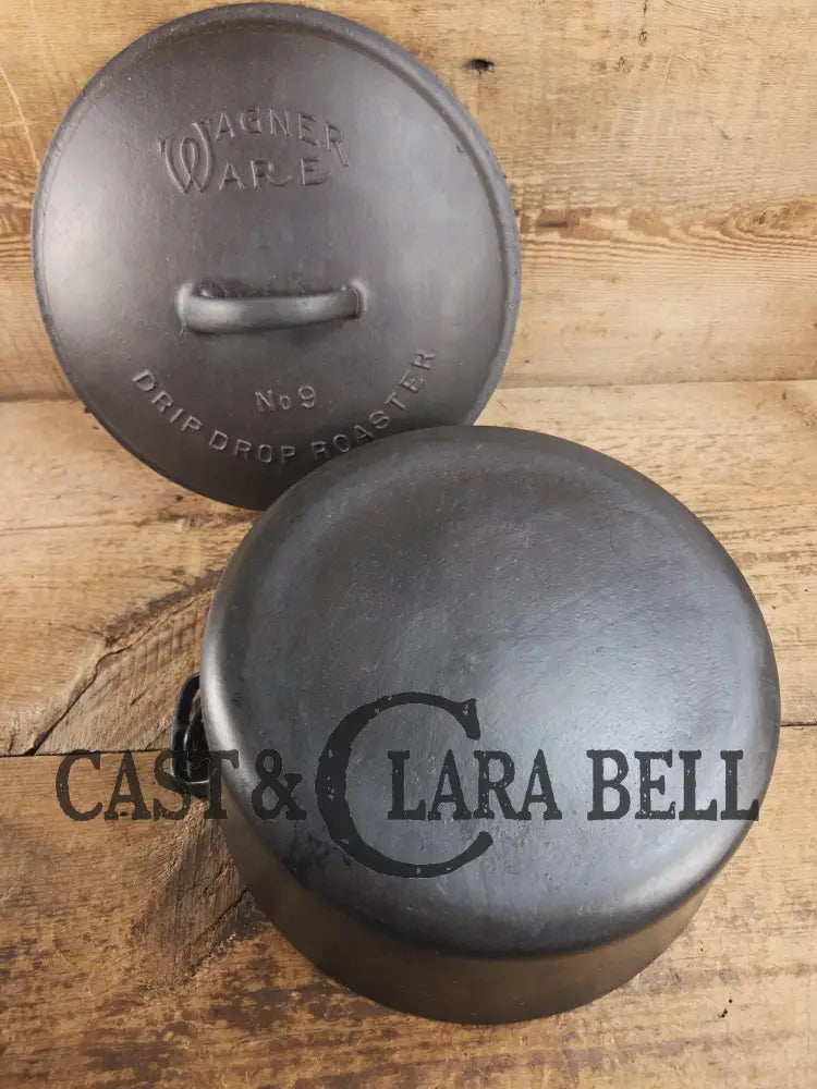So unique! 1930’s Large fully marked Wagner Ware No. 9 Dutch Oven with saw tooth style Lid 1269 and Ghostmarked Logo!?