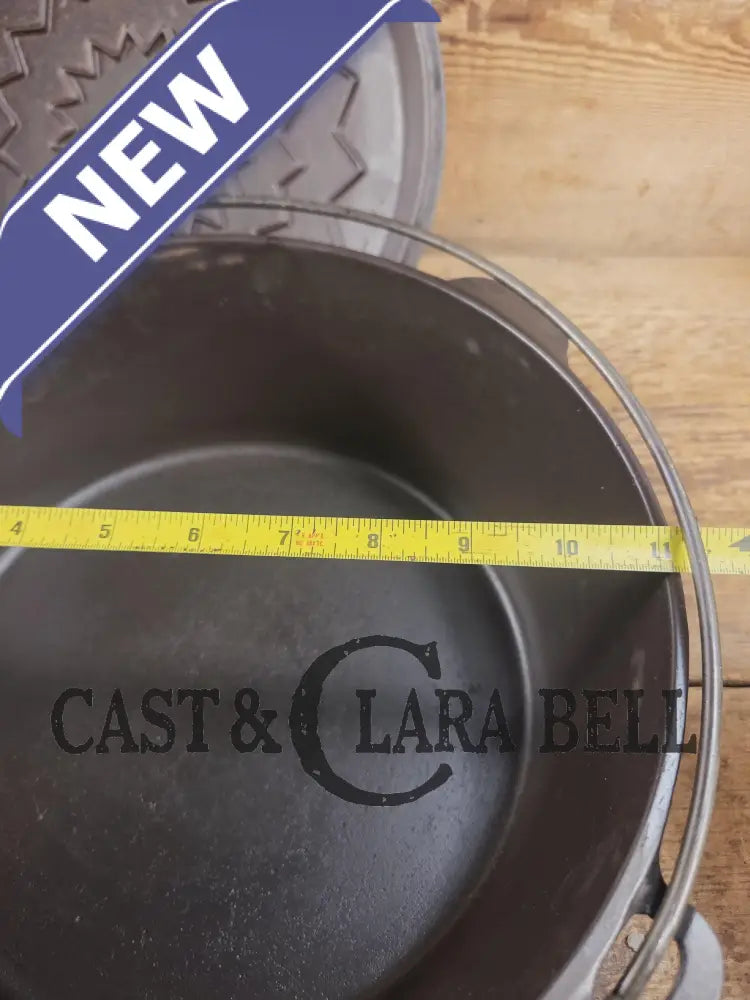 So unique! 1930’s Large fully marked Wagner Ware No. 9 Dutch Oven with saw tooth style Lid 1269 and Ghostmarked Logo!?