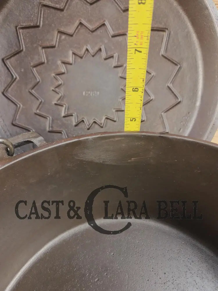 So unique! 1930’s Large fully marked Wagner Ware No. 9 Dutch Oven with saw tooth style Lid 1269 and Ghostmarked Logo!?