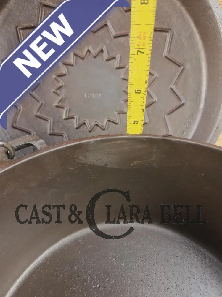 So unique! 1930’s Large fully marked Wagner Ware No. 9 Dutch Oven with saw tooth style Lid 1269 and Ghostmarked Logo!?