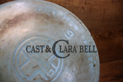 So Unique! Blue Enameled Griswold #9 Cast Iron Skillet With Large Block Logo