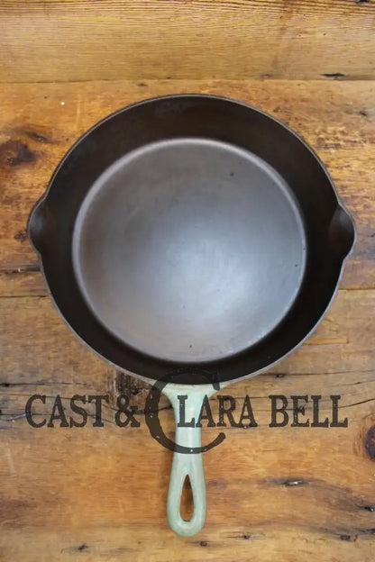 So Unique! Blue Enameled Griswold #9 Cast Iron Skillet With Large Block Logo