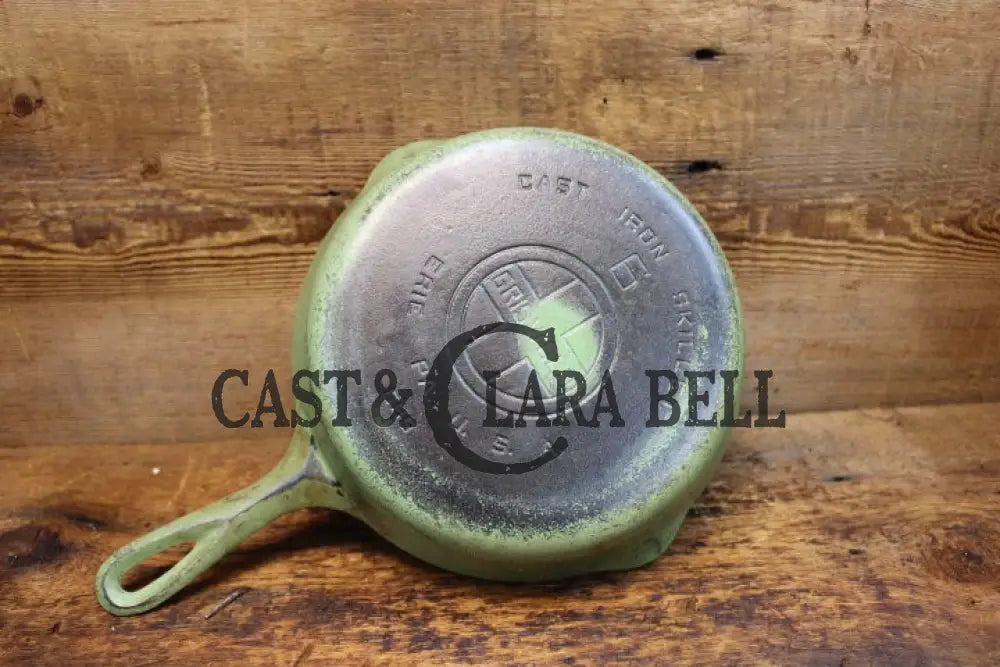 So Unique! Green Enameled Griswold #6 Cast Iron Skillet With Large Block Logo 699