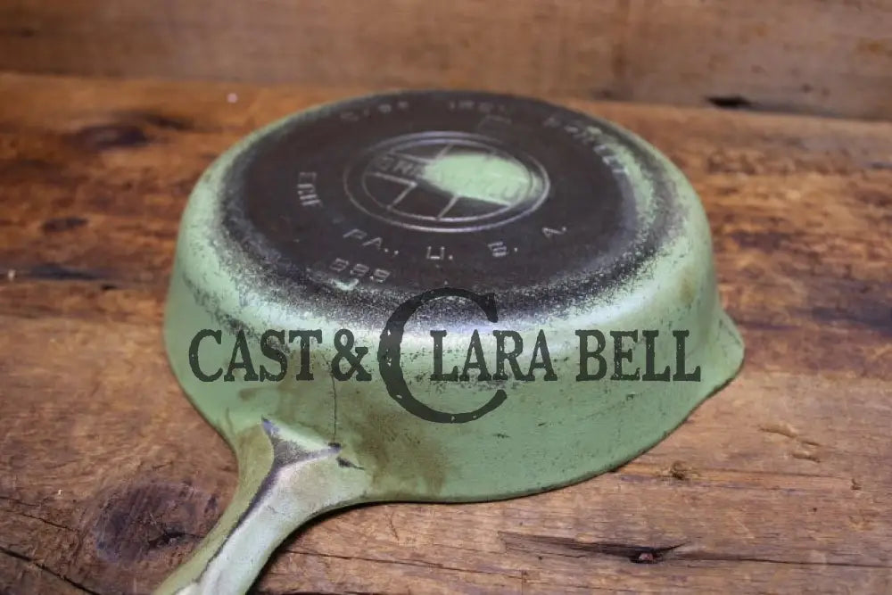 So Unique! Green Enameled Griswold #6 Cast Iron Skillet With Large Block Logo 699