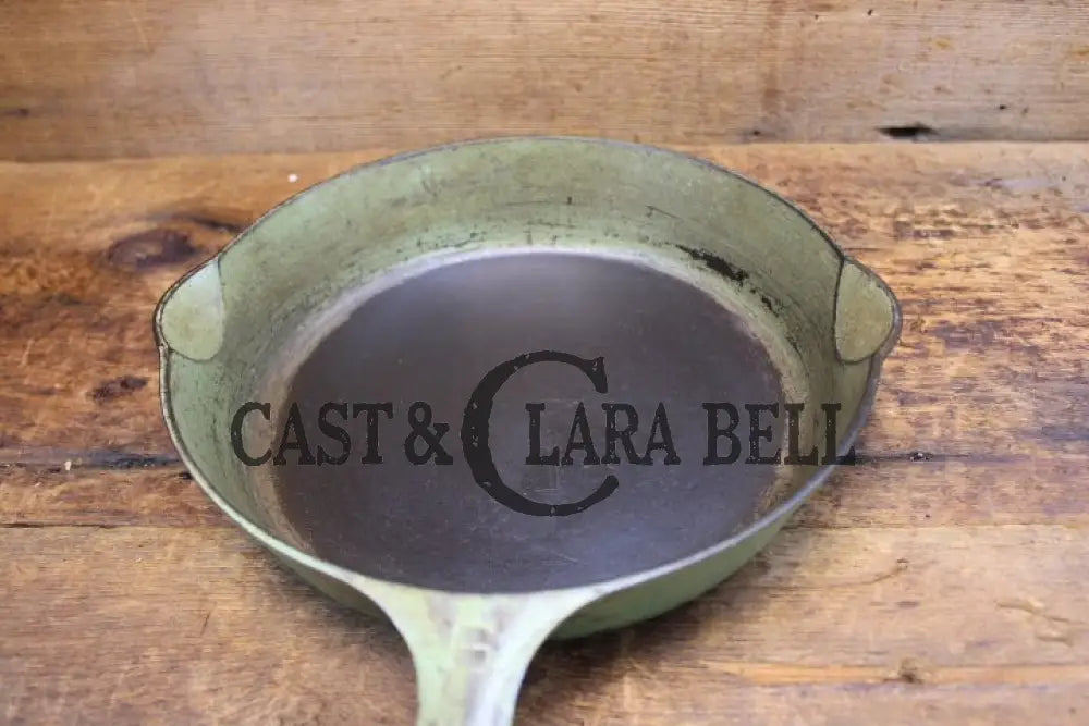 So Unique! Green Enameled Griswold #6 Cast Iron Skillet With Large Block Logo 699