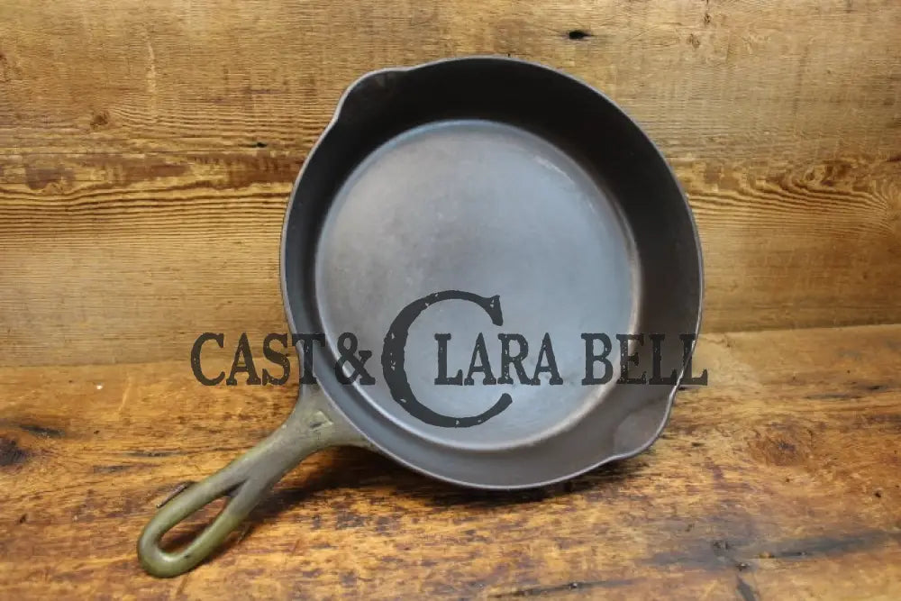 So Unique! Green Enameled Griswold #7 Cast Iron Skillet With Large Block Logo