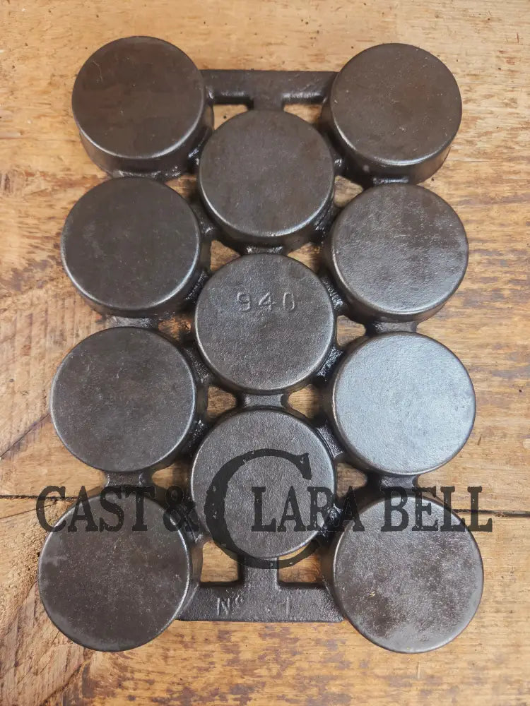 Sourdough English Muffins! HTF 1920’s Griswold No. 1 Gem Pan Variation 2 11 cup p/n 940. Rarity 6! Bakeware