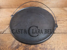 Spectacular piece! 1910’s #742 Griswold No. 14 Round Griddle w/ Bail and Slant Logo. The largest made of its kind and