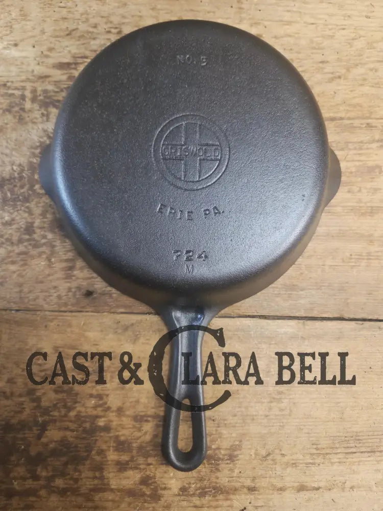 Super handy 1930’s Griswold No. 5 Saute Skillet Small Logo Grooved Handle Smooth Bottom 724 M. Restored and Ready to