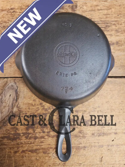 Super handy 1930’s Griswold No. 5 Saute Skillet Small Logo Smooth Bottom 724. Restored and Ready to Use! Skillet