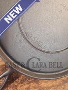 Super unique and gorgeous!! #740 Griswold #10 Round handled griddle with SLANT logo and NO Circles! Very different