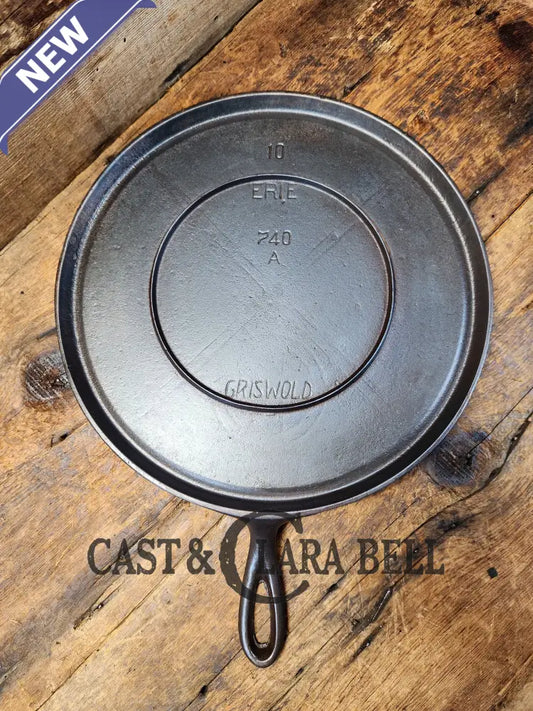 Super Unique And Hard To Find!! Gorgeous Griswold #10 Round Handled Griddle. Circle Slant Ghost