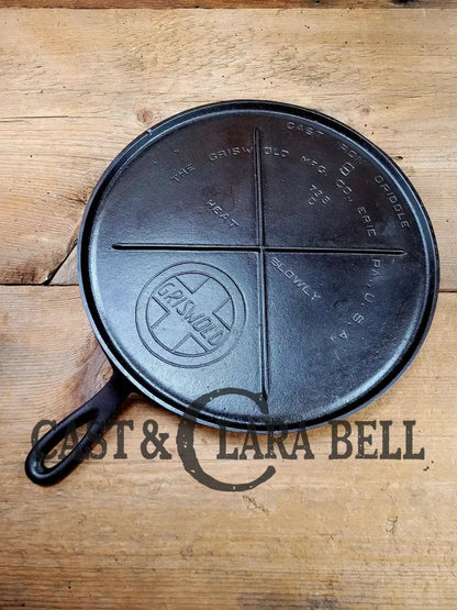 Super Unique & Hard To Find!! Gorgeous #9 Griswold 739 Round Handled Griddle. ’Heat Slowly’