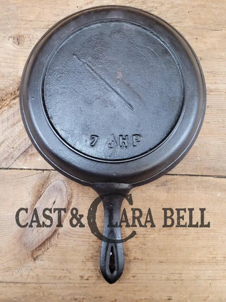 Sweet 1800’S Antique #7 Round ’Snack’ Griddle With Gate Mark And Raised 7 J Hp! Perfect Size