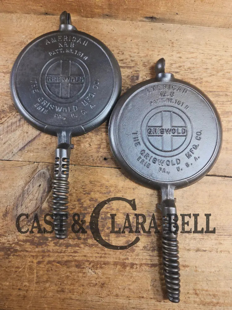 The BEST gift idea! Gorgeous Griswold #8 Cast Waffle Iron #151/151 Low base #152 Fully Restored and Seasoned! Waffle