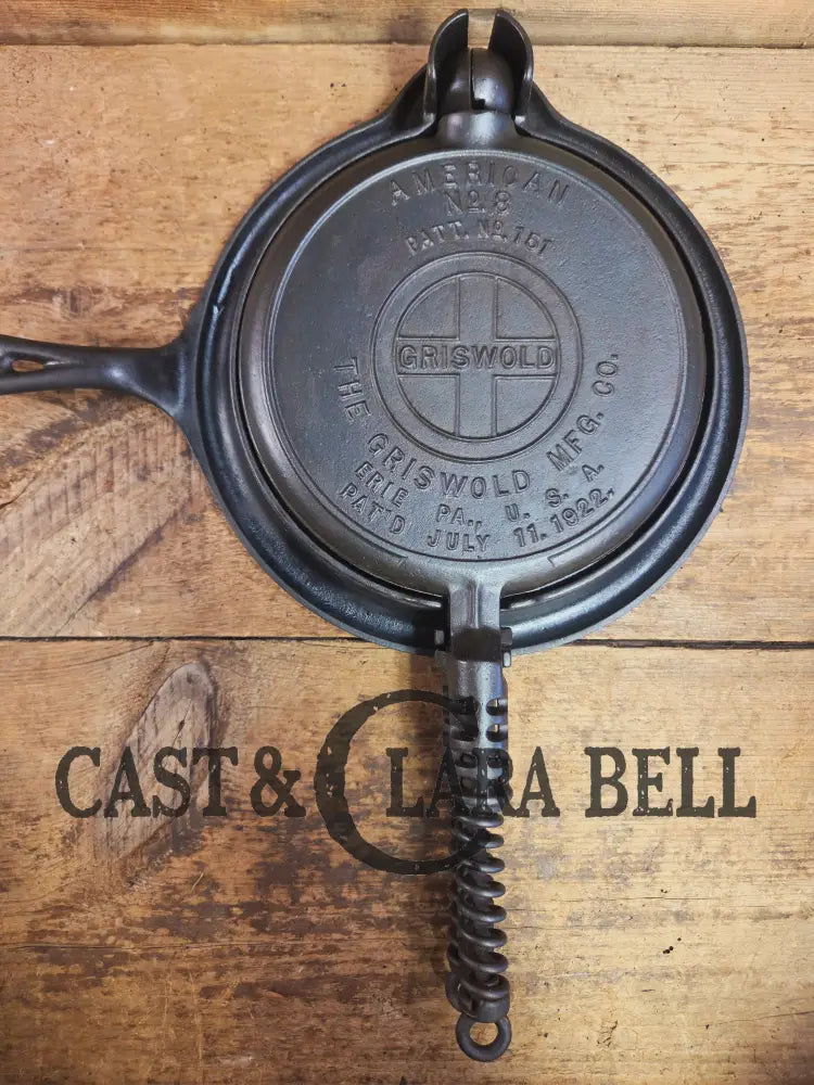 The BEST gift idea! Gorgeous Griswold #8 Cast Waffle Iron #151/151 Low base Fully Restored and Seasoned! Waffle Iron