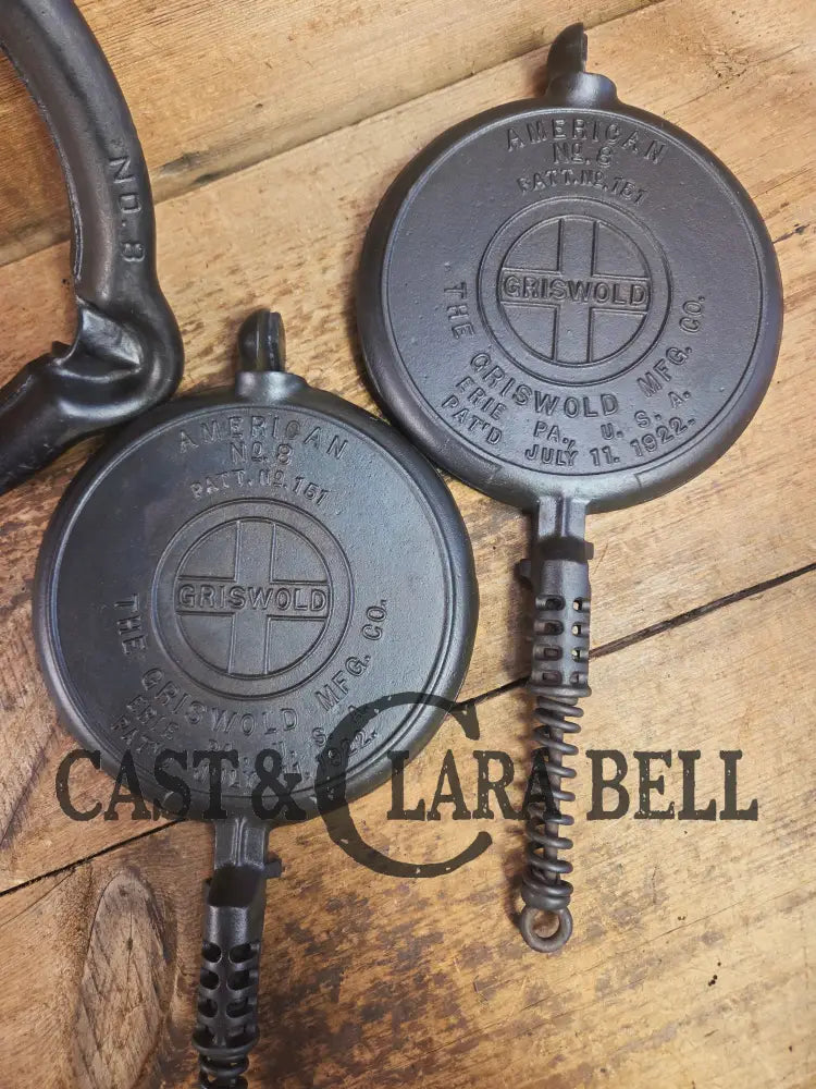 The BEST gift idea! Gorgeous Griswold #8 Cast Waffle Iron #151/151 Low base Fully Restored and Seasoned! Waffle Iron