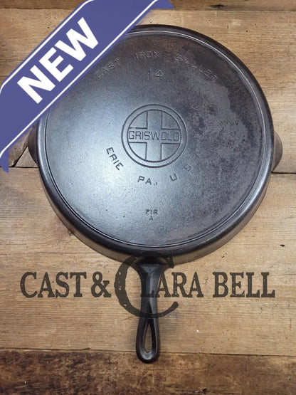 The Biggest Made By Griswold! Huge Beautiful 1930’S Griswold No. 14 Skillet With Large Block Logo