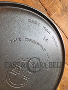 The BIGGEST you can buy! HTF 1920’s Griswold No. 14 Round Griddle with Bail. Block Logo #618. Ready to make pizzas by