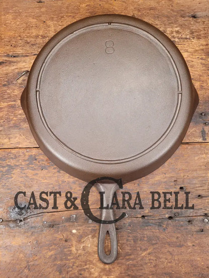 The Clara Bell Classic! 1940S Era Lodge #8 Cast Iron Skillet With 3 Notch Heat Ring S Mark