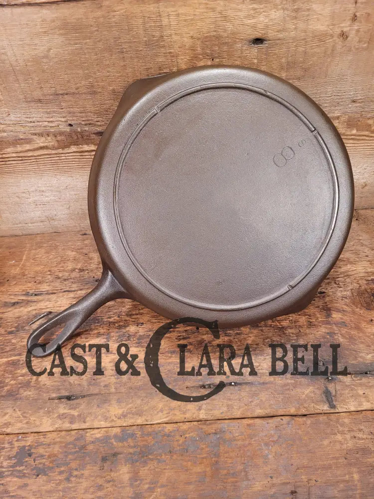 The Clara Bell Classic! 1940S Era Lodge #8 Cast Iron Skillet With 3 Notch Heat Ring S Mark