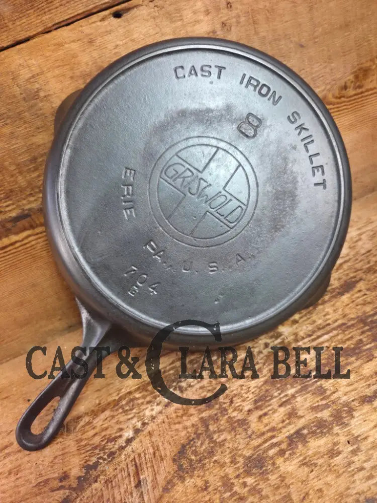 The Classic! 1910’s Griswold #8 Cast Iron Skillet with Slant Logo and FULL EPU 704 G Skillet