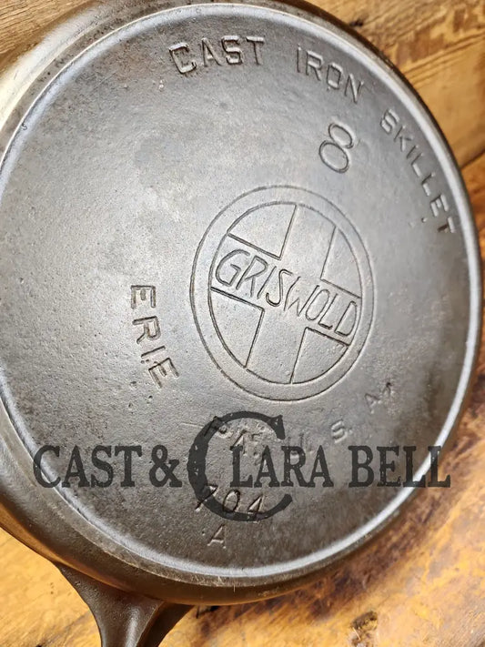 The Classic! 1920’S Griswold #8 Cast Iron Skillet Large Block Slant Logo 704 A Sc24