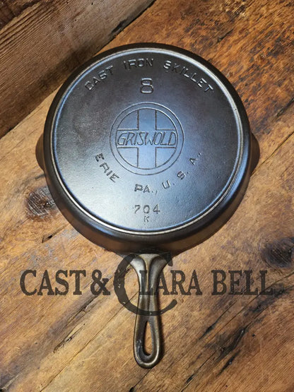 The Classic! 1920’S Griswold #8 Cast Iron Skillet Large Block Slant Logo 704 K