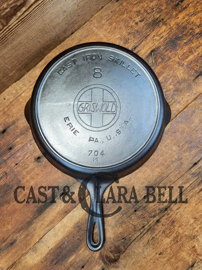 The Classic! 1920’S Griswold #8 Cast Iron Skillet Large Block Slant Logo 704 M