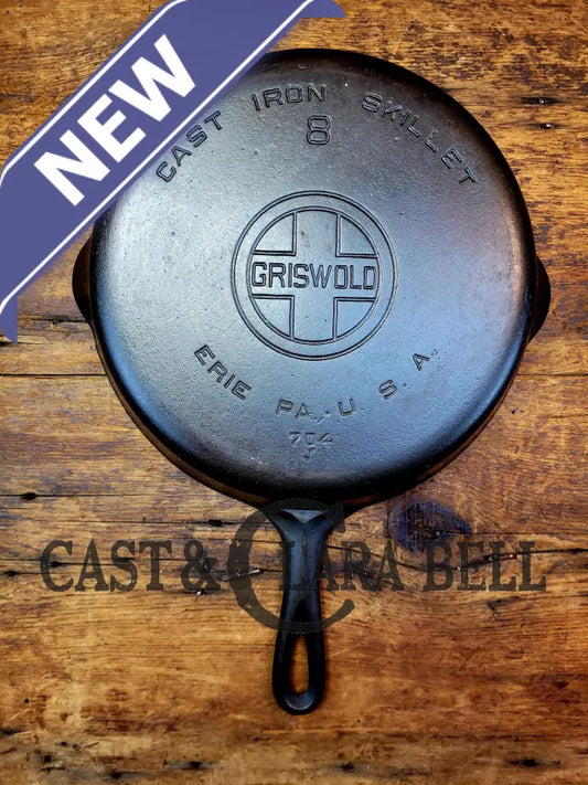 The Classic! 1920’S Griswold #8 Skillet With Large Block Logo And Smooth Bottom 704 J.