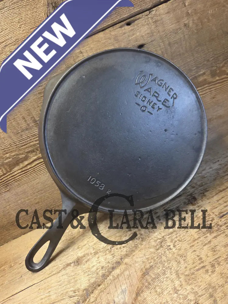 The Classic! 1924 Wagner Ware Sidney -O- #8 Skillet with Heat Ring and Stylized Logo 1058 K Skillet