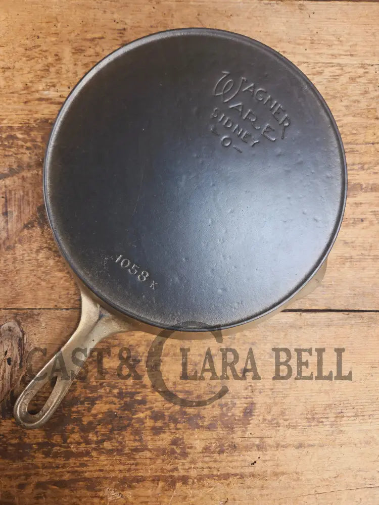 The Classic! 1924 Wagner Ware Sidney -O- #8 Skillet with Heat Ring and Stylized Logo 1058 K. Nickel plated outside
