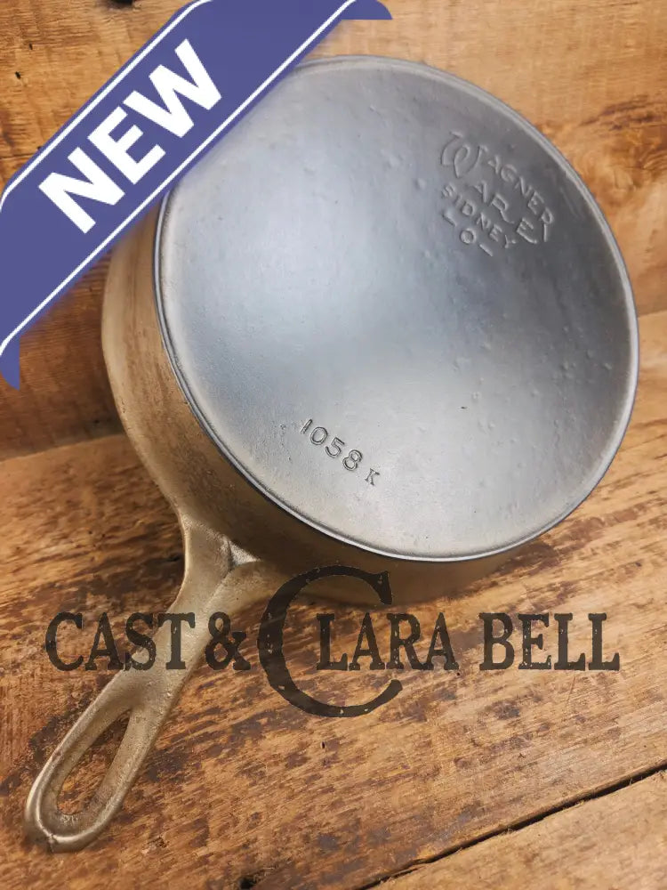 The Classic! 1924 Wagner Ware Sidney -O- #8 Skillet with Heat Ring and Stylized Logo 1058 K. Nickel plated outside