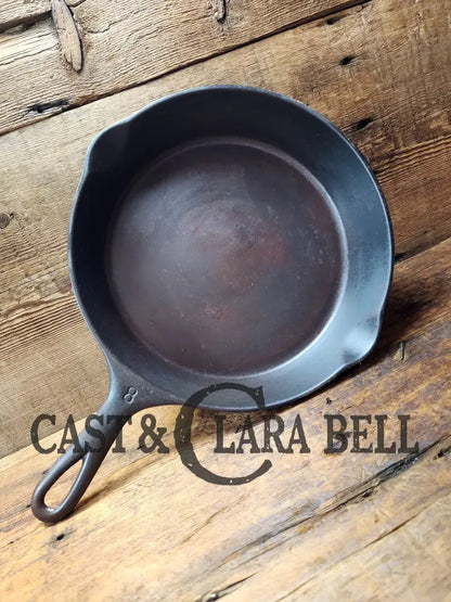 The Classic! 1924 Wagner Ware Sidney -O- #8 Skillet With Heat Ring And Stylized Logo 1058 Z.