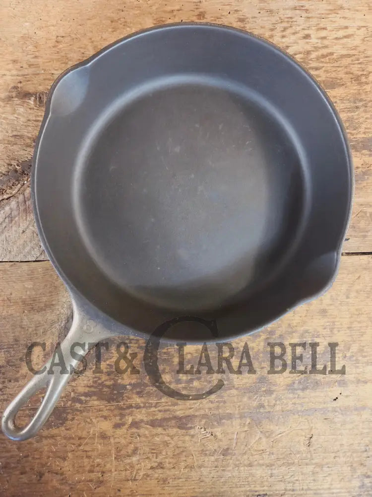 The Classic! 1924 Wagner Ware Sidney -O- #8 Skillet with smooth bottom & Stylized Logo 1058 K. Nickel plated outside