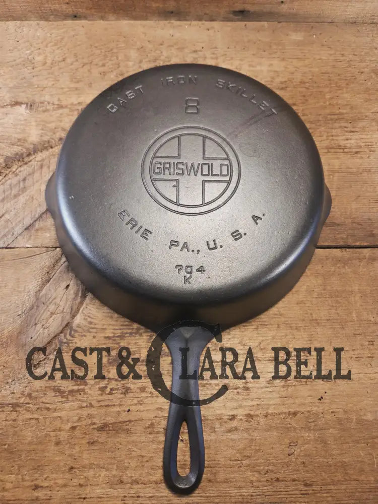 The Classic! 1930’s Griswold #8 Cast Iron Skillet with Large Block Logo 704 K. Our best seller Skillet