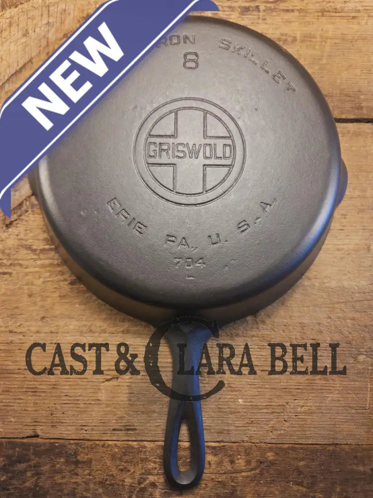The Classic! 1930’s Griswold #8 Cast Iron Skillet with Large Block Logo 704 L. Skillet