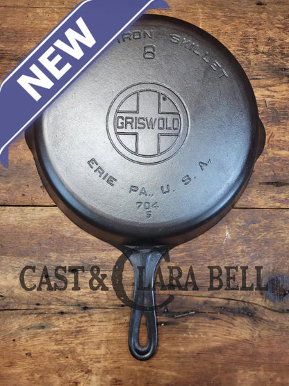 The Classic! 1930’S Griswold #8 Cast Iron Skillet With Large Block Logo 704 S