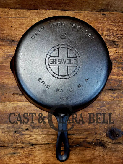 The Classic! 1930’S Griswold #8 Cast Iron Skillet With Large Block Logo 704 W