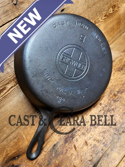 The Classic! 1930S Griswold #8 Cast Iron Skillet With Large Block Logo 704 W