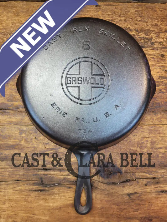 The Classic! 1930’S Griswold #8 Cast Iron Skillet With Large Block Logo 704 W