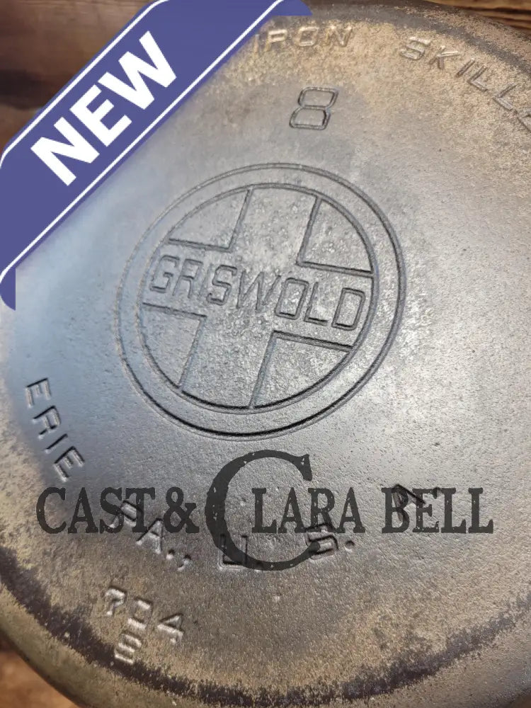 The Classic! 1930’S Griswold #8 Large Block Logo 704 S Cast Iron Skillet. Inside Black Iron