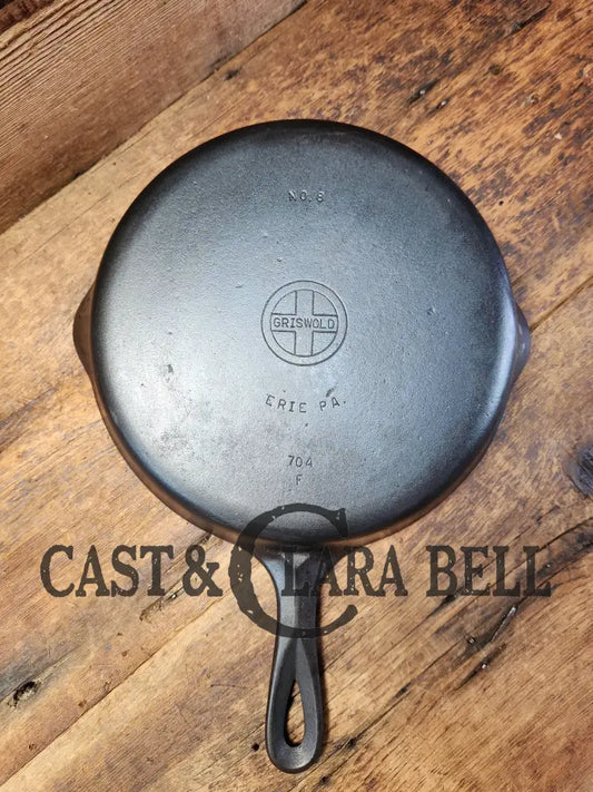 The Classic! 1940’S Griswold No. 8 Cast Iron Skillet With Small Block Logo And Smooth Bottom 704 F