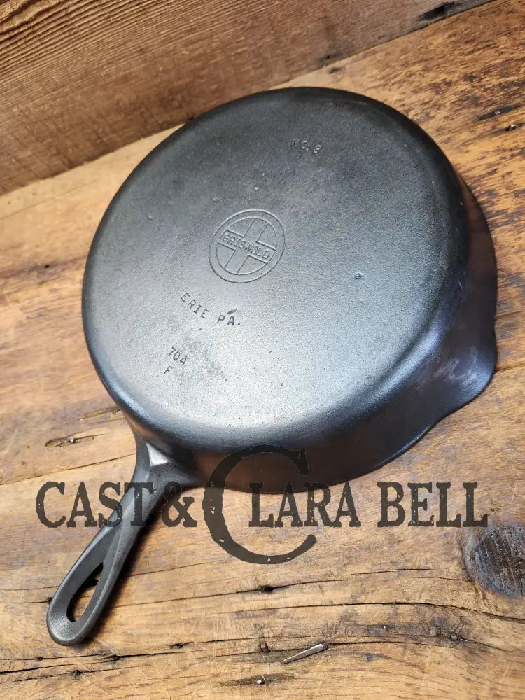 The Classic! 1940’S Griswold No. 8 Cast Iron Skillet With Small Block Logo And Smooth Bottom 704 F