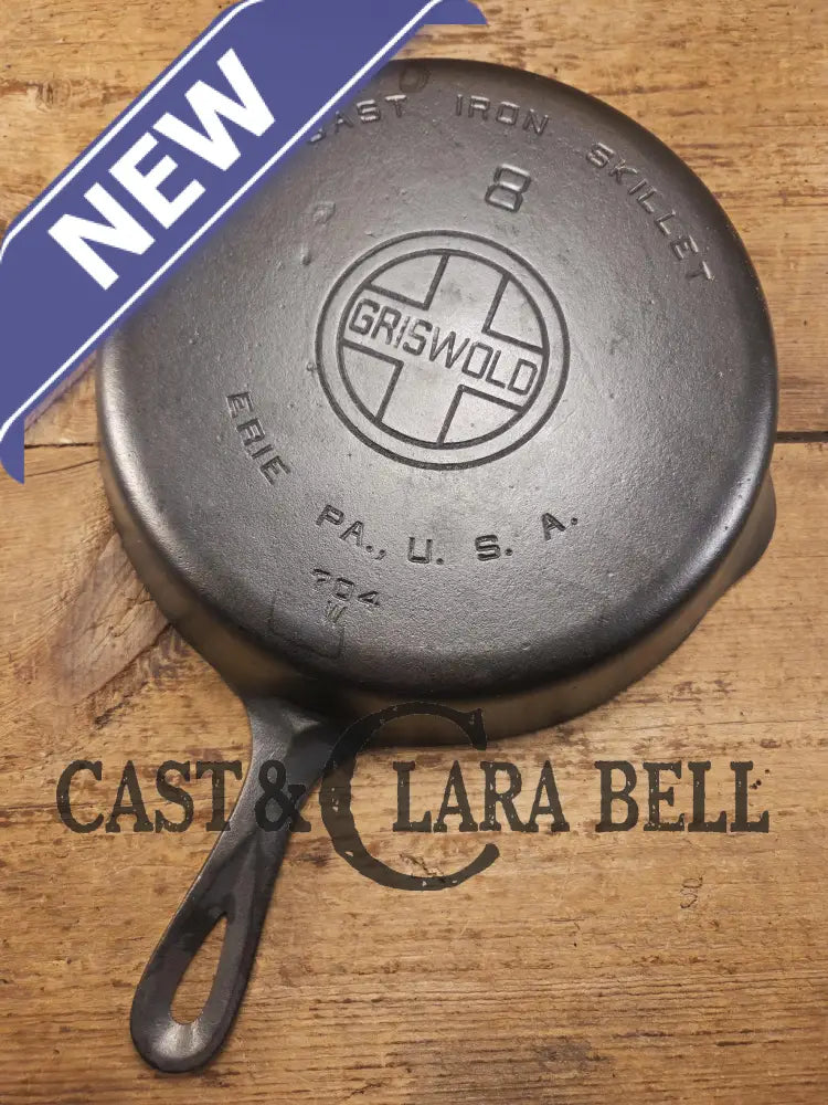 The Classic and our Best Seller! 1930’s Griswold #8 Cast Iron Skillet with Large Block Logo 704 W